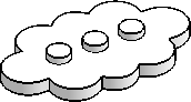 3×5 Plate, Cloud w/ 3-Studs