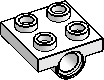 2×2 Plate, 1-Pin Hole, Bottom