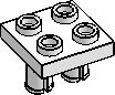 2×2 Plate, 2-Pins, Bottom