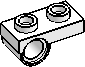 1×2 Plate, 1-Pin Hole, Bottom