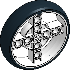 56mm D. × 14mm Wheel w/ Tire, Axle