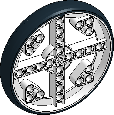87mm D. × 14mm Wheel w/ Tire, Axle