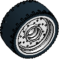 24mm D. × 11mm Wheel w/ Tire, Pin